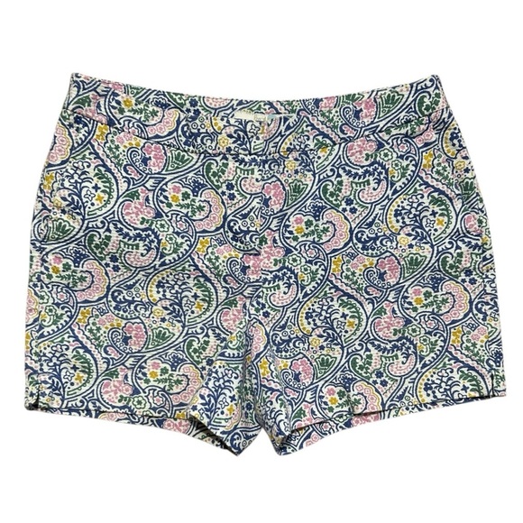 BODEN Richmond Multicolor Shorts sz 8 Floral Paisley Mid Rise Textured Fabric - Picture 1 of 8